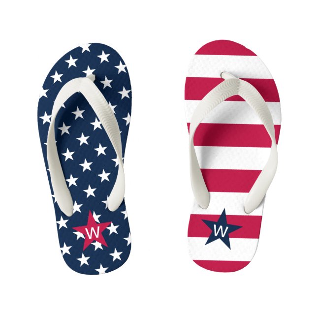 Tongs Monogrammes Drapeau Américain Etoiles et Ray (Semelle)