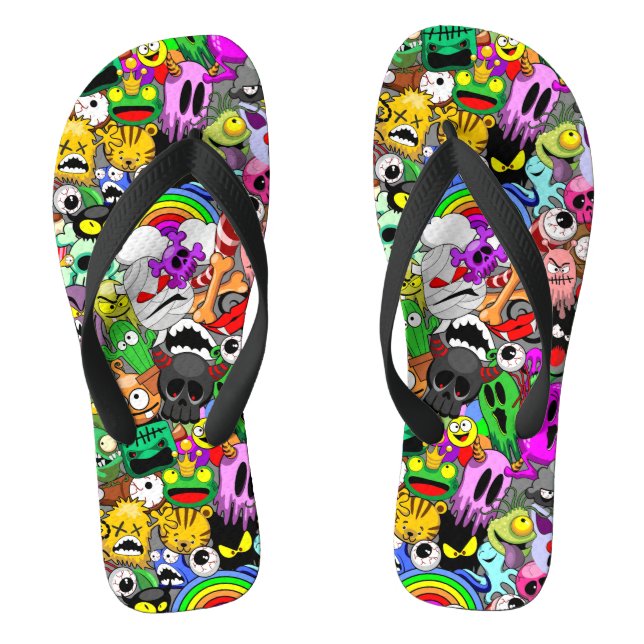 Tongs Monstres caractères mignons Motif d'Halloween (Semelle)