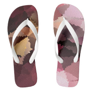 Tongs Mosaïque dans les couleurs brun-rose et jaune