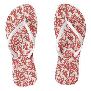 Tongs Motif 2 de corail rouge