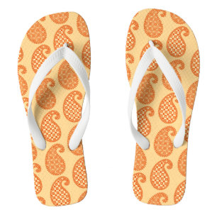 Tongs Motif à cachemire, mandarine et orange pastel