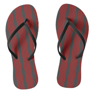 Tongs Motif à cinq bandes rouge et charbon de bois