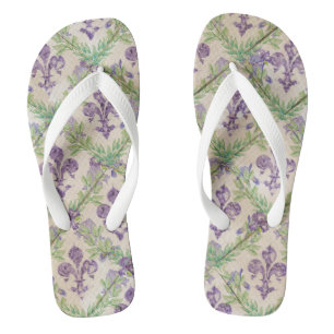 Tongs motif à fleurs de lis - aquarelle Iris