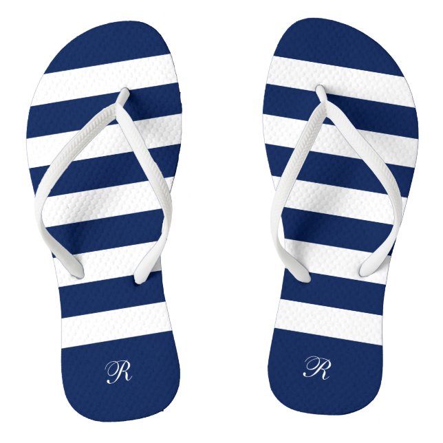 Tongs Motif à rayures blanches et bleues (Semelle)