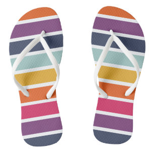 Tongs Motif à rayures colorées