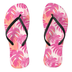 Tongs Motif abstrait simple avec feuilles de monstera, f