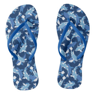 Tongs Motif aquatique bleu - Poisson Koï