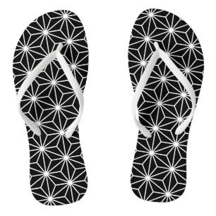 Tongs Motif Asanoha Noir et blanc