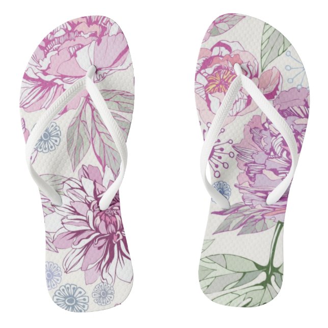 Tongs Motif aux fleurs roses (Semelle)