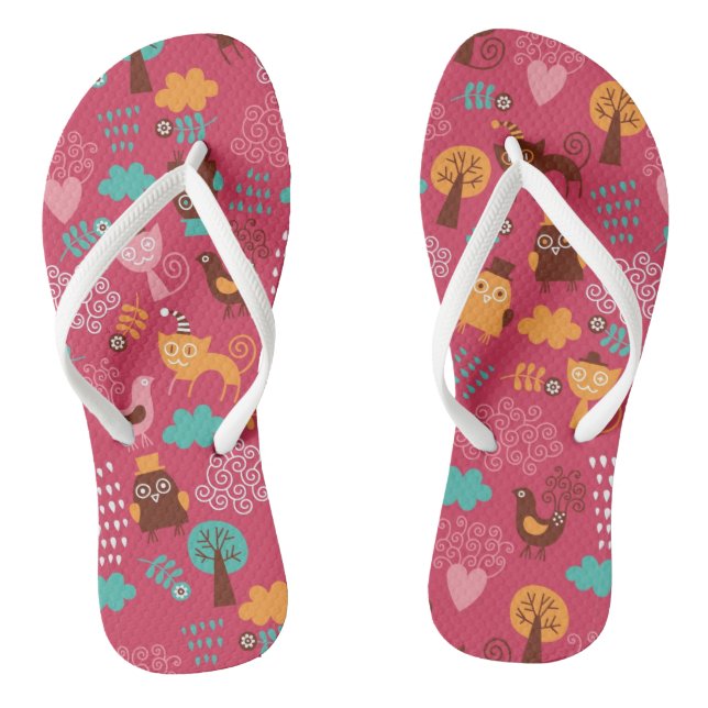 Tongs Motif aux oiseaux et chats mignons (Semelle)
