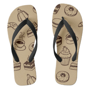 Tongs Motif avec des gâteaux, des desserts et la