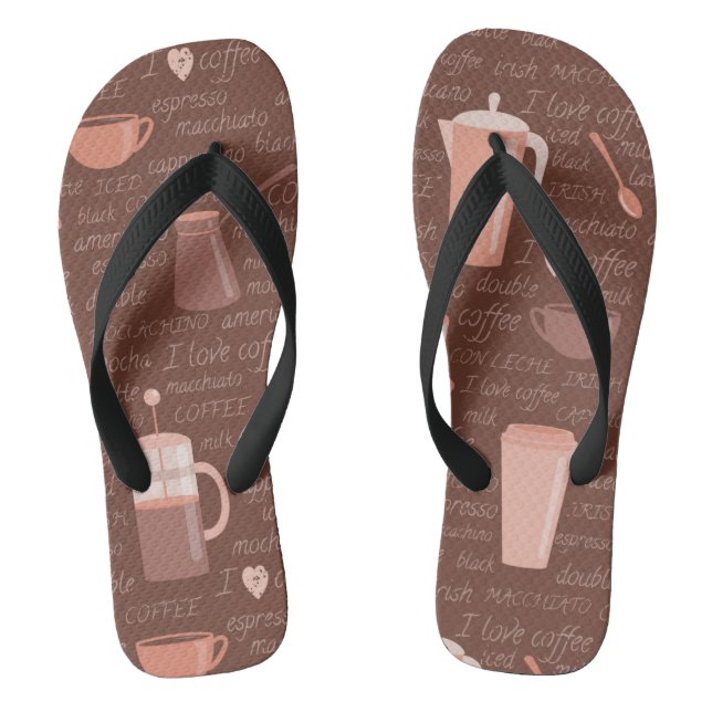 Tongs Motif avec éléments liés au café (Semelle)