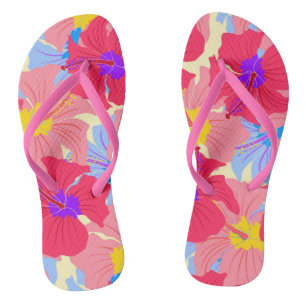 Tongs motif avec hibiscus