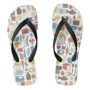 Tongs Motif avec icônes de cuisine