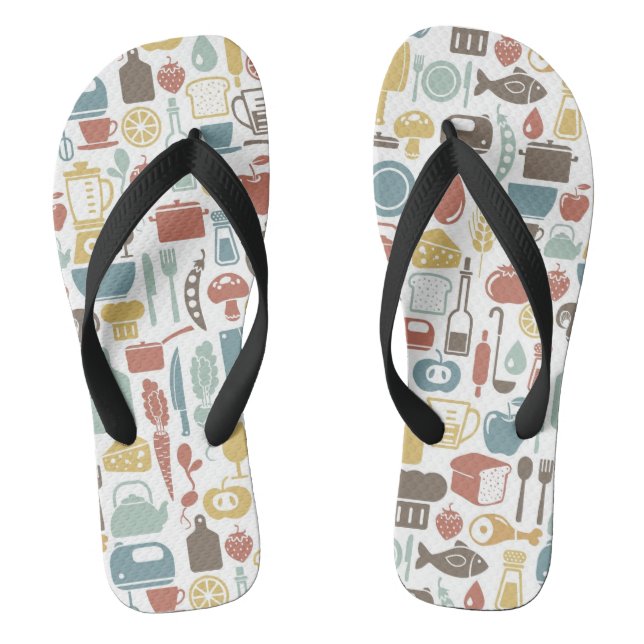 Tongs Motif avec icônes de cuisine (Semelle)