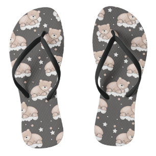 Tongs motif avec petit ours couchant