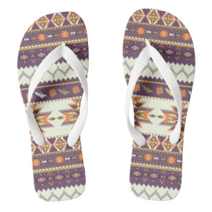 Tongs Motif aztèque coloré