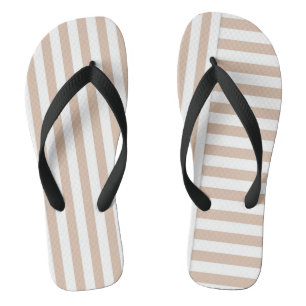 Tongs motif beige blanc rayé