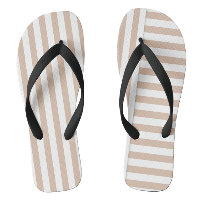 Tongs motif beige blanc rayé (Semelle)