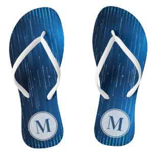 Tongs Motif blanc bleu Abstrait monogramme