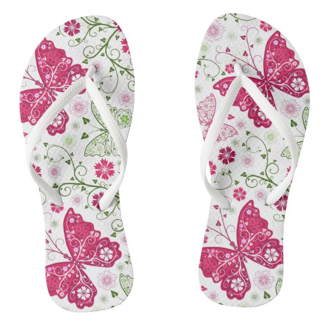 Tongs Motif blanc floral (Semelle)