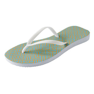 Tongs Motif bleu turquoise et orange