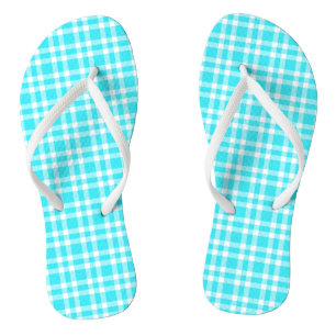 Tongs Motif carreaux bleu blanc