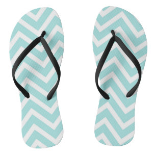 Tongs Motif chevron bleu sarcelle élégant