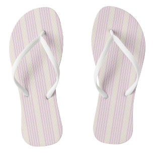 Tongs Motif cinq rayures pêche et crème