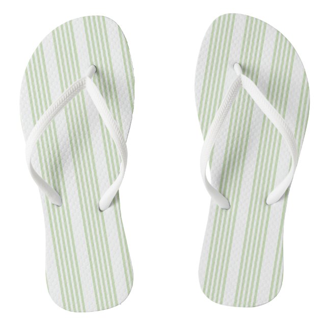 Tongs Motif cinq rayures vert pâle et blanc (Semelle)