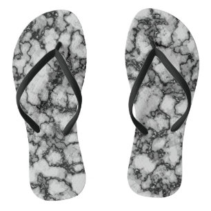 Tongs Motif cool noir et Marbre blanc