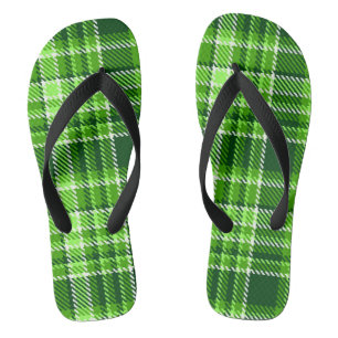 Tongs Motif couleur verte À damiers