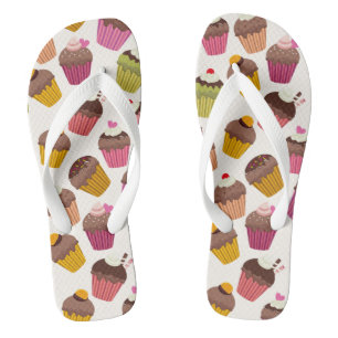 Tongs Motif Cupcake, Motif Muffin, Chocolat, Cœurs