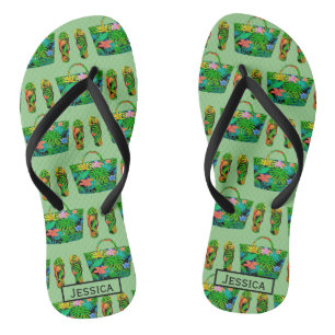 Tongs Motif d'accessoire tropical sympa personnalisé ver