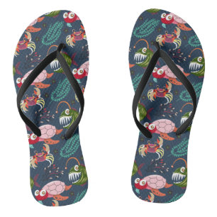 Tongs Motif d'animaux aquatiques   vie sous-marine en me