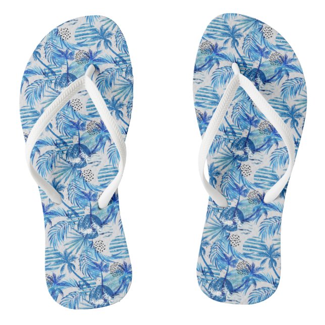 Tongs Motif d'aquarelle bleu clair (Semelle)