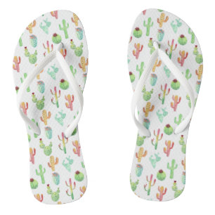 Tongs Motif d'aquarelle Cactus Pastel