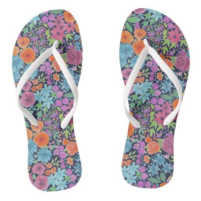 Tongs Motif d'aquarelle florale (Semelle)