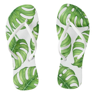 Tongs Motif d'aquarelle Monstera