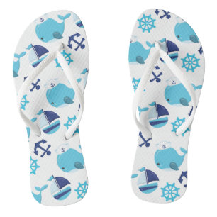 Tongs Motif De Baleines, Beaux Baleines, Baleines Bleues