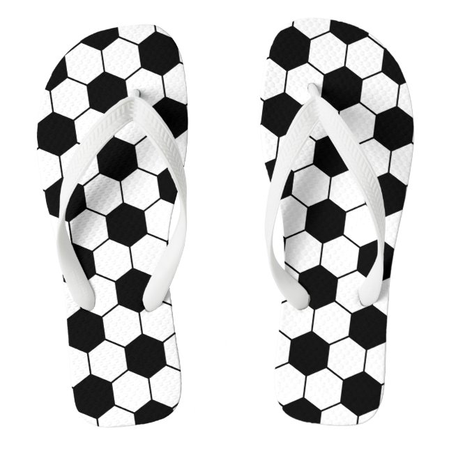 Tongs Motif de balle de football adapté noir blanc (Semelle)