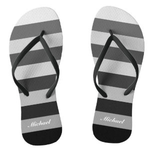 Tongs Motif de bandes de blocs gris monochrome