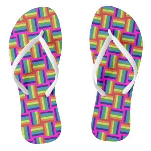 Tongs Motif de bloc arc-en-ciel coloré