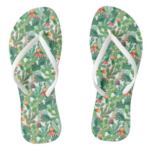 Tongs Motif de cactus aquarelle