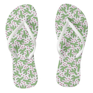 Tongs Motif de cactus et de fleurs roses
