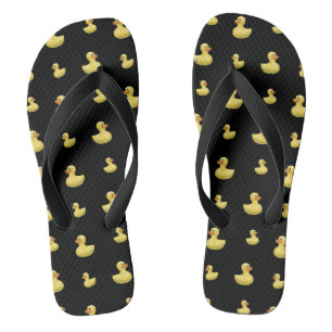 Tongs motif de canard en caoutchouc noir