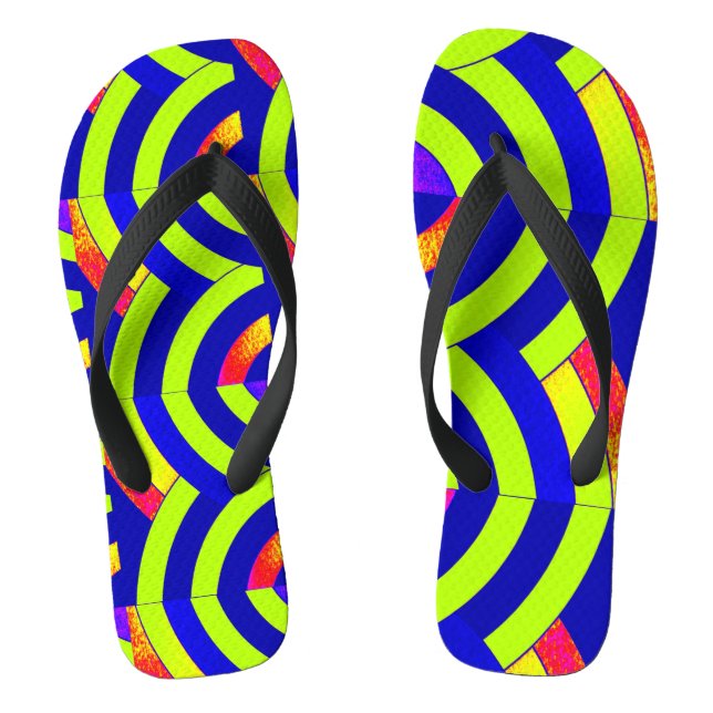 Tongs motif de chevron bleu vert zigzag (Semelle)