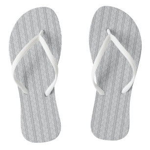Tongs Motif de Chevron tiré à la main grise