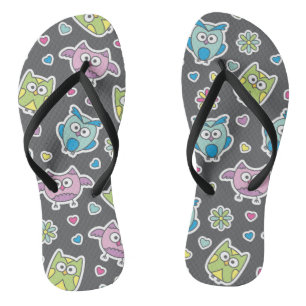 Tongs motif de chouettes de dessins animés