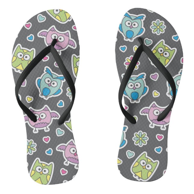 Tongs motif de chouettes de dessins animés (Semelle)